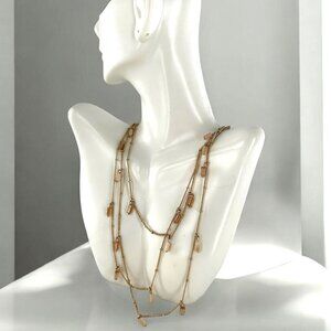 NEW Bancroft Beige and Gold Crystal Beaded Boho Wrap Necklace